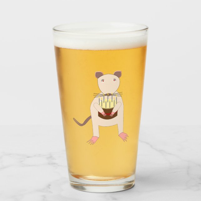 Siamese Rat with Birthday Cake Glass (Front Filled)