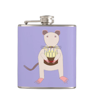 Siamese Rat with Birthday Cake Hip Flask
