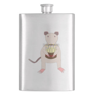 Siamese Rat with Birthday Cake Hip Flask