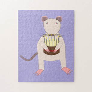 Siamese Rat with Birthday Cake Jigsaw Puzzle