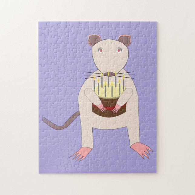 Siamese Rat with Birthday Cake Jigsaw Puzzle (Vertical)