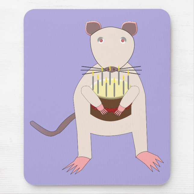 Siamese Rat with Birthday Cake Mouse Pad (Front)