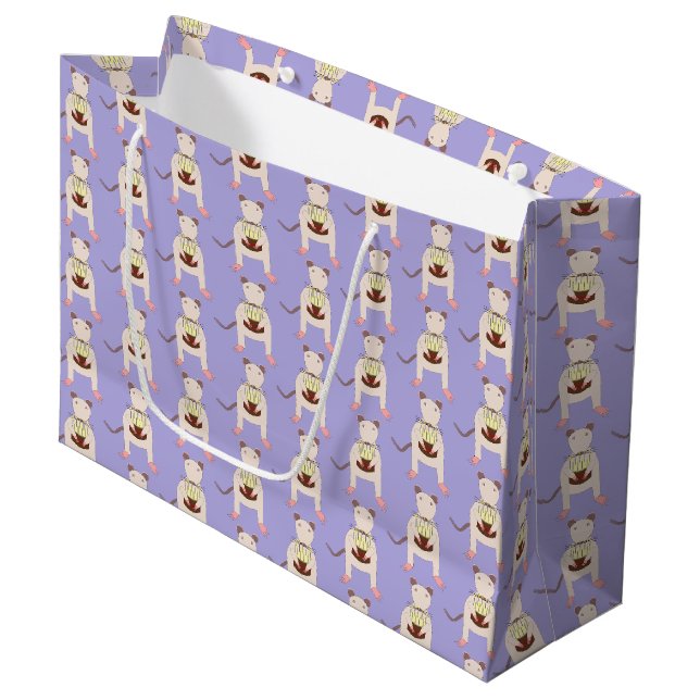 Siamese Rat with Birthday Cake Patterned Large Gift Bag (Front Angled)