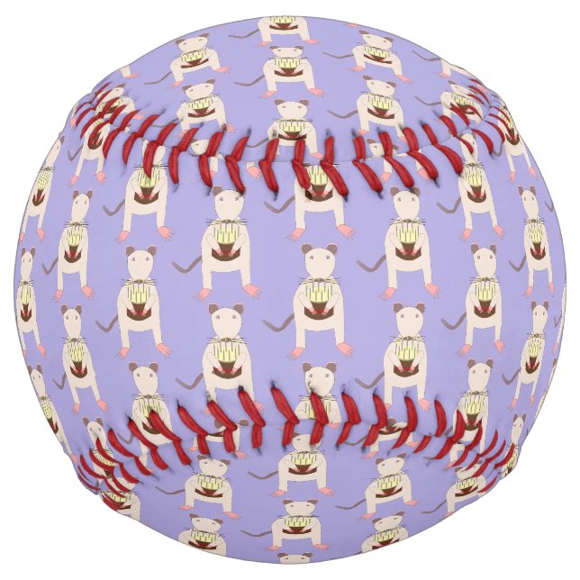 Siamese Rat with Birthday Cake Patterned Softball (Front)