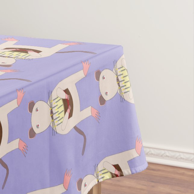 Siamese Rat with Birthday Cake Patterned Tablecloth (In Situ)