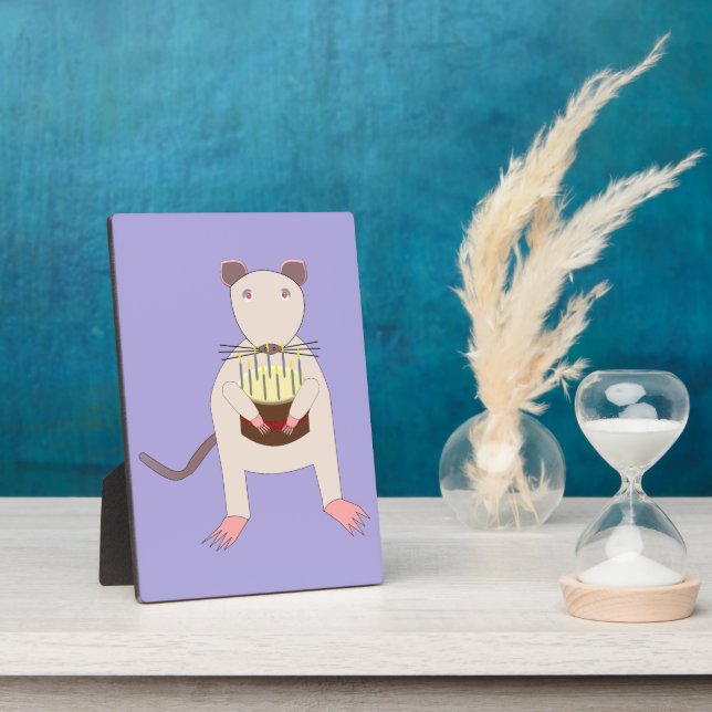 Siamese Rat with Birthday Cake Plaque (Side)