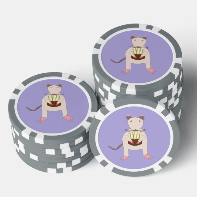 Siamese Rat with Birthday Cake Poker Chips (Stack)