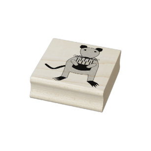Siamese Rat with Birthday Cake Rubber Stamp
