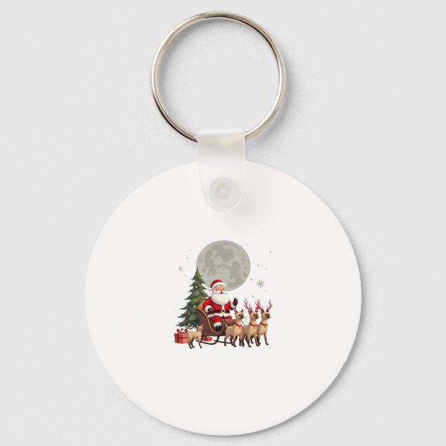 Siamese Reindeer Christmas Siamese Cat Lover Gifts Key Ring (Front)