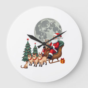 Siamese Reindeer Christmas Siamese Cat Lover Gifts Large Clock