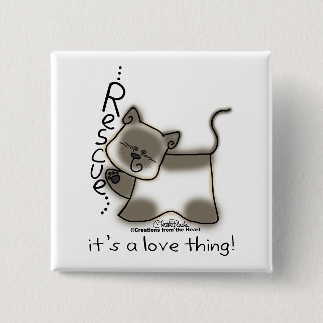 Siamese RESCUE...it's a love thing! 15 Cm Square Badge (Front)