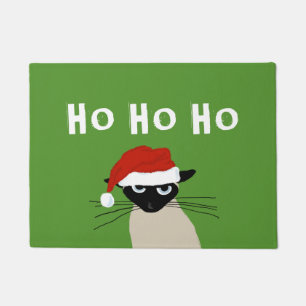 Siamese Santa Clause   Funny Cat Christmas Holiday Doormat