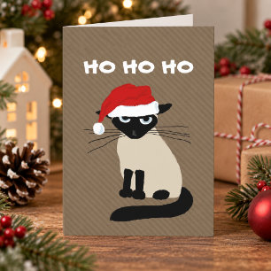 Siamese Santa Clause - Funny Kitty Cat Christmas Holiday Card
