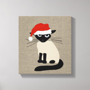 Siamese Santa   Funny Christmas Holiday Kitty Cat Canvas Print