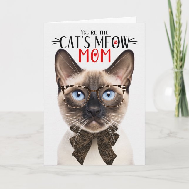 Siamese Seal Point Cat for Mum on Mother's Day Holiday Card (Front)