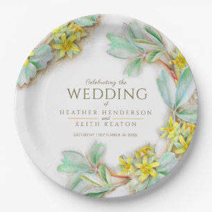 Sibbaldia procumbens wildflower watercolor wedding paper plate