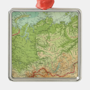 Siberia map with shipping routes metal tree decoration