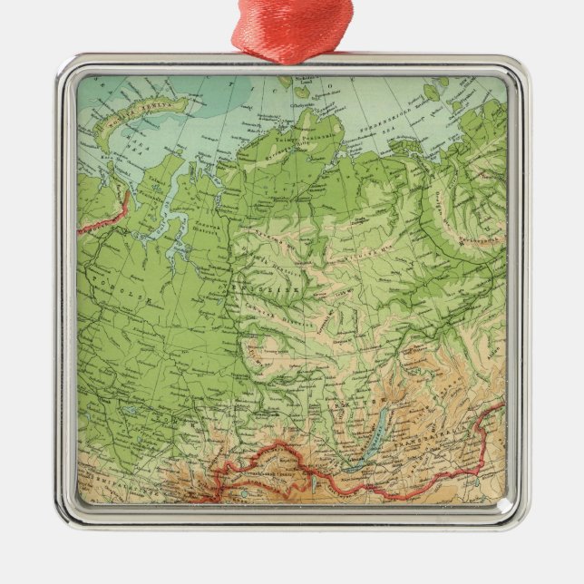 Siberia map with shipping routes metal tree decoration (Front)