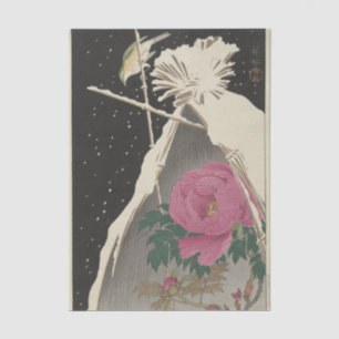 Siberian Bluechat Next To a Peony by Ohara Koson Tissue Paper