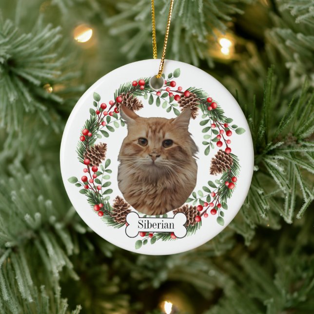 siberian cat ceramic tree decoration (Tree)