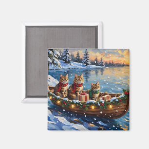 Siberian Cat Christmas Boat Holiday Magnet
