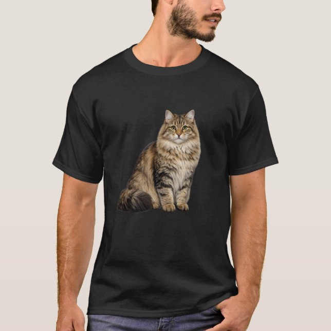 Siberian Cat Design Beautiful Feline Long Sleeve T-Shirt (Front)