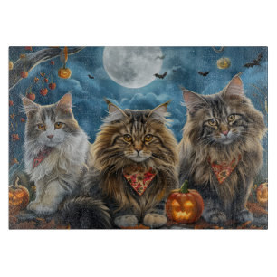 Siberian Cat Halloween Spooky Cutting Board