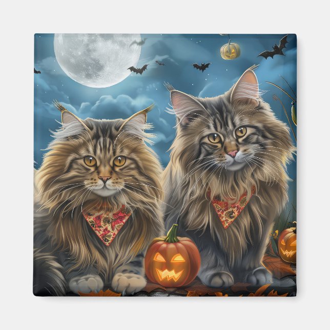 Siberian Cat Halloween Spooky  Magnet (Front)
