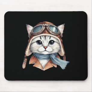 Siberian Cat Pilot Sticker Mouse Pad