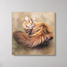 Siberian cat portrait art drawing oil