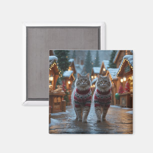Siberian Cats Christmas Snow Holiday Magnet