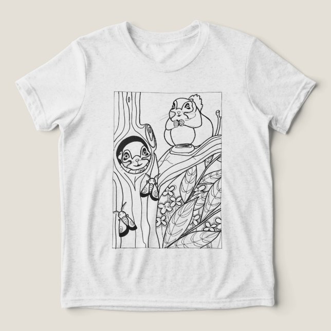 Siberian flying squirrels colouring  Tri-Blend shirt (Design Front)