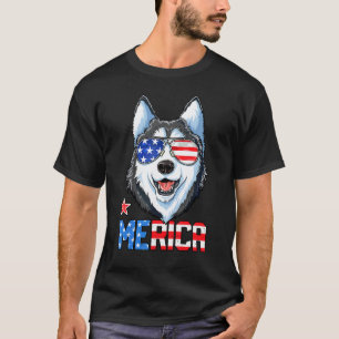 Siberian Husky 4th Of July Merica Men Women Americ T-Shirt