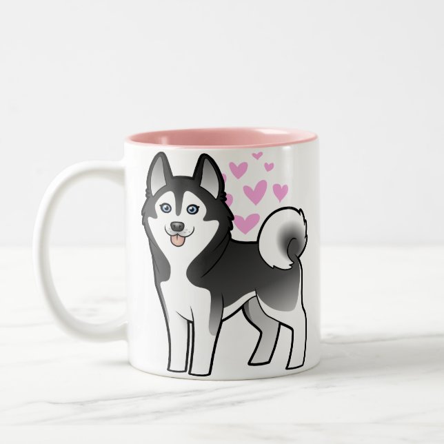 Siberian Husky / Alaskan Malamute Love Two-Tone Coffee Mug (Left)