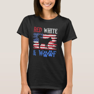 Siberian Husky American Flag USA Red White & Woof T-Shirt