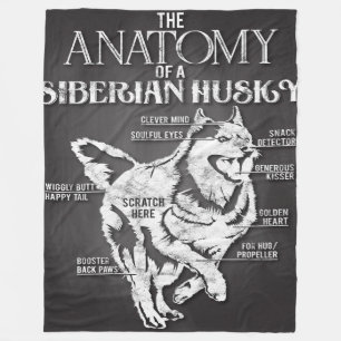 Siberian Husky Anatomy Artful Husky Dog Fleece Blanket