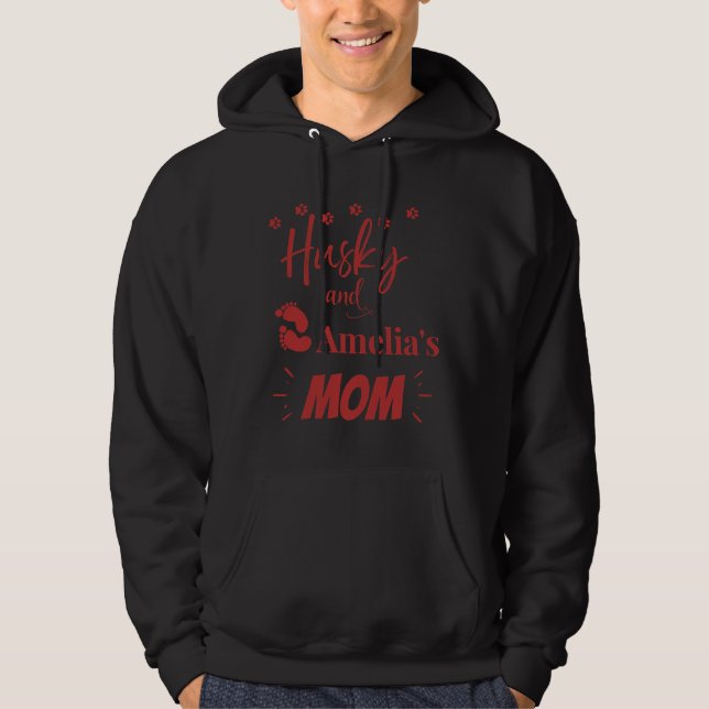 Siberian Husky And Amelia Mum Hoodie (Front)