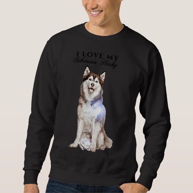 Siberian Husky And Rose Sweatshirt (Front)