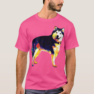 Siberian Husky Art Portrait Dog Owner  T-Shirt