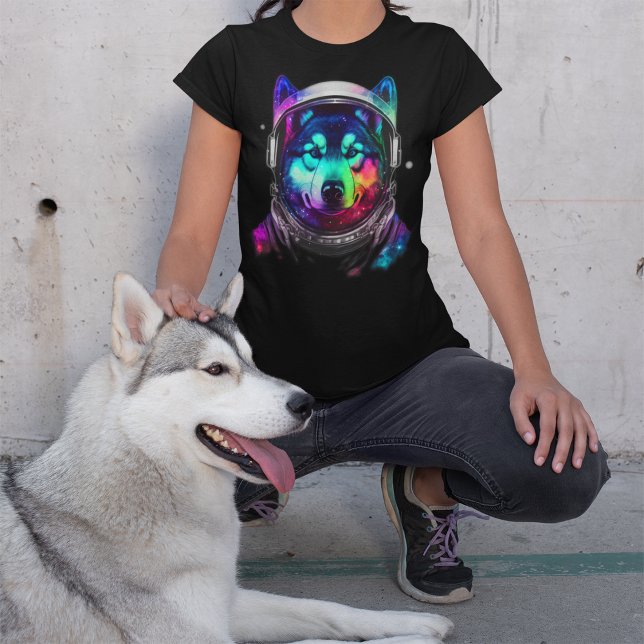 Siberian Husky Astronaut Dog in Space Colourful T-Shirt (Creator Uploaded)