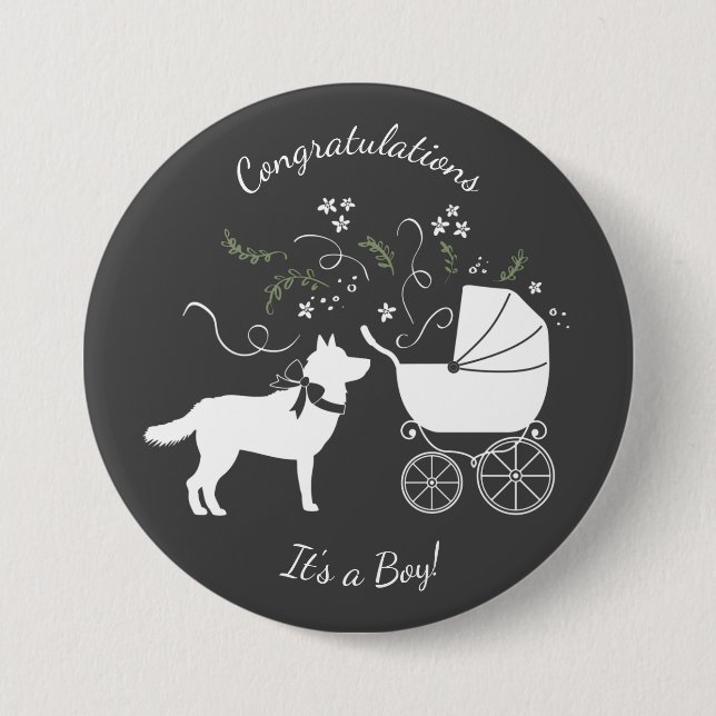 Siberian Husky Baby Shower 7.5 Cm Round Badge (Front)