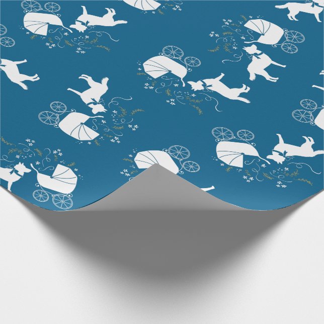 Siberian Husky Baby Shower Wrapping Paper (Corner)