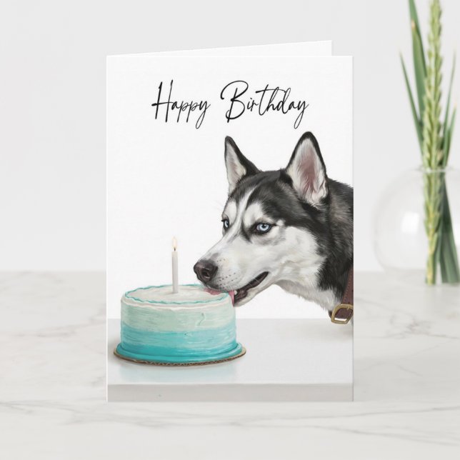 Siberian Husky Birthday Cake Inspector Card (Front)