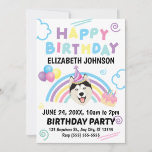 Siberian Husky Birthday Invitation