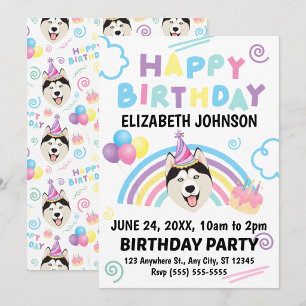 Siberian Husky Birthday Invitation