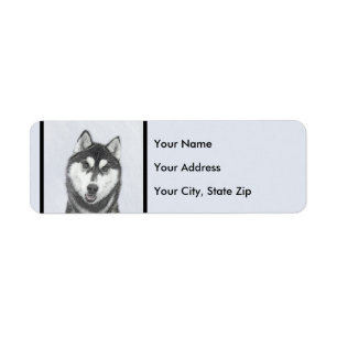 Siberian Husky (Black and White) Painting Dog Art