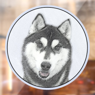 Siberian Husky (Black and White) Painting Dog Art
