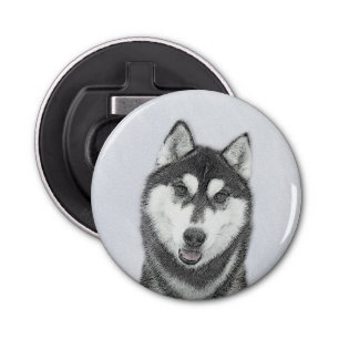 Siberian Husky (Black and White) Painting Dog Art Bottle Opener
