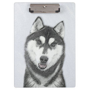 Siberian Husky (Black and White) Painting Dog Art Clipboard