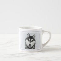 Siberian Husky (Black and White) Painting Dog Art